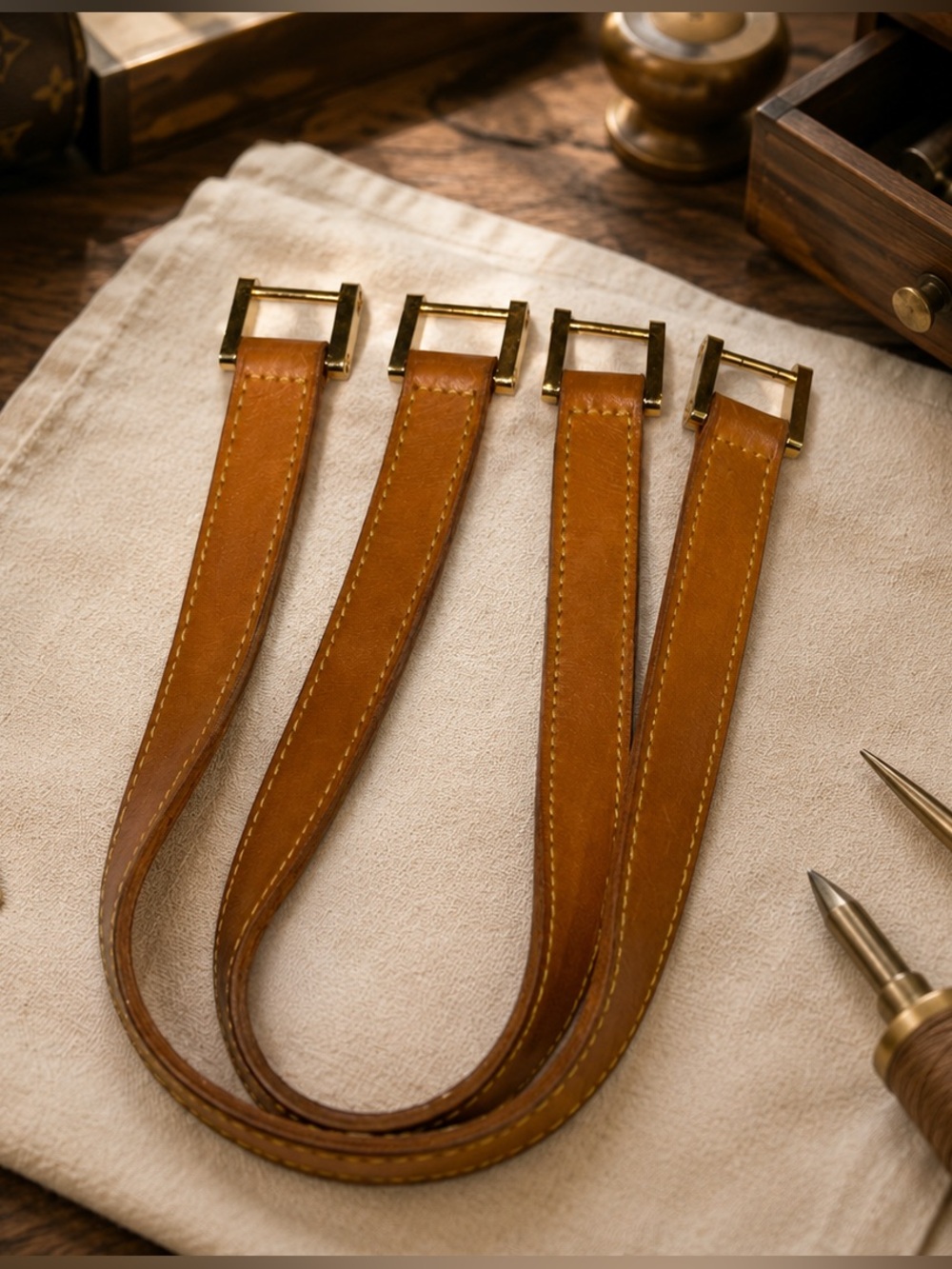 Louis Vuitton Vachetta Leather Replacement Handles – Pair: Length 18 inches